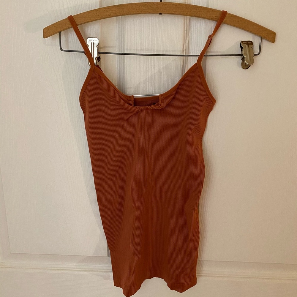 Rustic Orange Metal Detail Spaghetti Strap